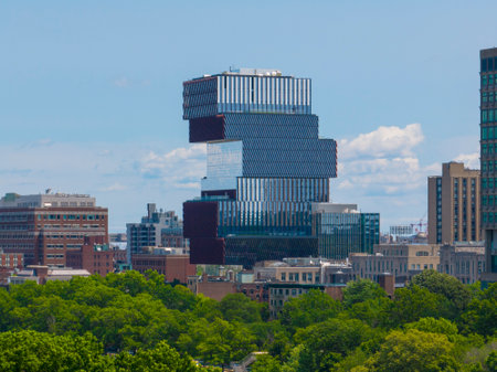 Boston University Center for Computing and Data Sciences (CDS) building Jenga opened on Dec. 8, 2022 with postmodernism style at 665 Commonwealth Avenue in Boston, Massachusetts MAのeditorial素材