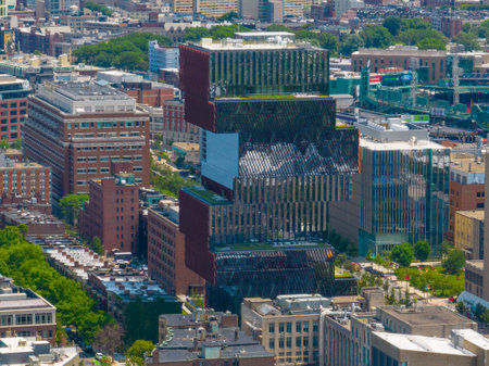 Boston University Center for Computing and Data Sciences (CDS) building Jenga opened on Dec. 8, 2022 with postmodernism style at 665 Commonwealth Avenue in Boston, Massachusetts MAのeditorial素材