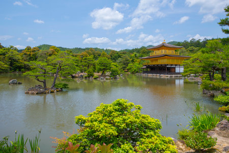 Kinkaku Ji Temple (Temple of the Golden Pavilion) is a Zen Buddhist temple in historic city of Kyoto, Japan. This temple belongs to Historic Monuments of Ancient Kyoto, a UNESCO Woの写真素材
