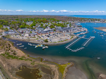 Scituate Harbor aerial view in town of Scituate, Massachusetts MA, USA.