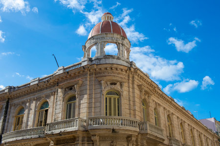 Historic buildings on Calle O'Reilly Street at Calle Cuba Tacon Street in Old Havana (La Habana Vieja), Cuba. Old Havana is a World Heritage Site.の写真素材