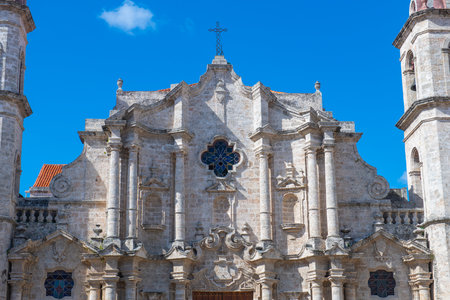 Havana Cathedral (Catedral de San Cristobal) is located in Plaza de la Catedral on Calle Empedrado in Old Havana (La Habana Vieja), Cuba. Old Havana is a World Heritage Site.の写真素材