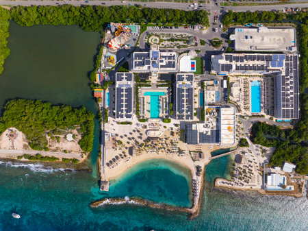 Hotel with Mangrove Beach aerial view at Otrobanda, city of Willemstad, Curacao.の写真素材