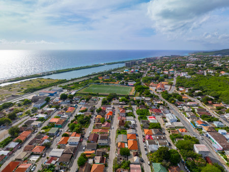 Willemstad coast aerial view at Otrobanda, city of Willemstad, Curacao.の写真素材