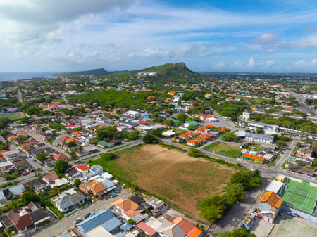 Aerial view from Otrobanda, city of Willemstad, Curacao.の写真素材