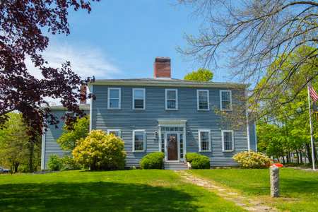 Historic residential building at 359 Country Way in town center of Scituate, Massachusetts MA, USA.の写真素材