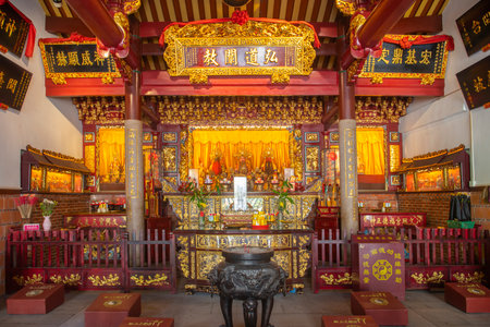 Altar in Wenxing Temple. This temple is a traditional style temple in Fengze District in city of...