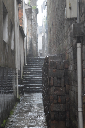 Back alley of the residential areaの写真素材