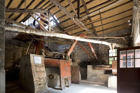 Zibo,Shandong,China-september,9,2019:A old dry stone mill,A industrial relics in 1954 cultural creative park at Kunlun townのeditorial素材