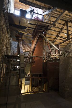 Zibo,Shandong,China-september,9,2019:A old dry stone mill,A industrial relics in 1954 cultural creative park at Kunlun townのeditorial素材