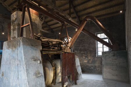 Zibo,Shandong,China-september,9,2019:A old wet stone mill,A industrial relics in 1954 cultural creative park at Kunlun townのeditorial素材