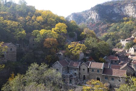 the scenery of mountain villageの写真素材