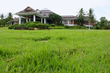 House on green field のeditorial素材