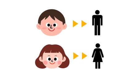 hand drawn male female toilet pictogramのイラスト素材