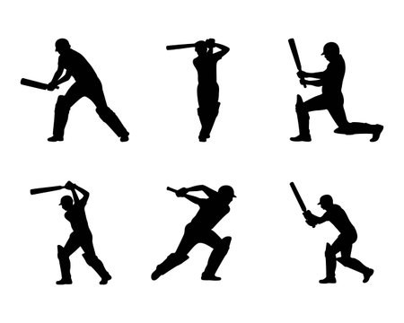 Baseball players silhouettes on a white background. Vector illustration.