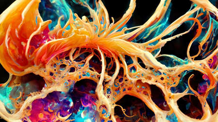 Abstract colorful glassy alien fungus background.の写真素材