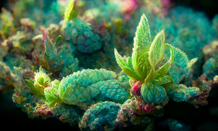 Abstract background with 3D rendered close-up of leavesの写真素材