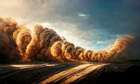 Abstract Drag racing, drifting, and rallying create a beautiful background of sports rubber. 3D illustrationの写真素材