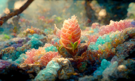 Underwater colorful coral abstract wallpaper. 3D illustrationの写真素材