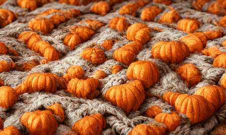 3D render Background Pattern of Halloween Pumpkinsの写真素材