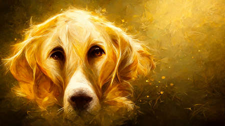 3D render golden retriever abstract background with soft glowing backdrop texture for christmas and valentine.の写真素材