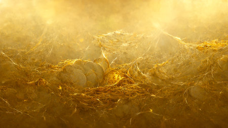 3D render gold abstract background with soft glowing backdrop texture for christmas and valentine.の写真素材