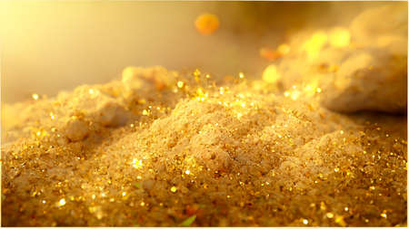 3D render gold abstract background with soft glowing backdrop texture for christmas and valentine.の写真素材