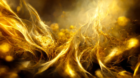 3D render gold fire abstract background with soft glowing backdrop texture for christmas and valentine.の写真素材