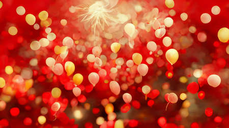 Red Abstract Wallpaper. Red Holiday glowing Abstract Defocused Background for Christmas and New Yearの写真素材
