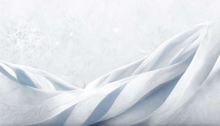 3D Render Merry Christmas HD Wallpaper with snowy night with firs, falling snow. Beautiful artwork seasonal illustration and copy space background.の写真素材