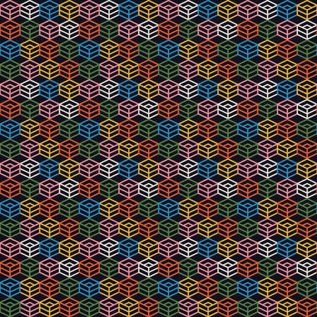 Abstract Retro Geometric seamless pattern. Bright colorful nostalgic background design. Vector Illustrationのイラスト素材