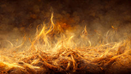 3D Render Flame of fire Abstract on black background.