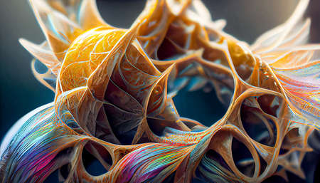 Colorful abstract fibonacci fractalized background inspired by biological microstructures. HD...