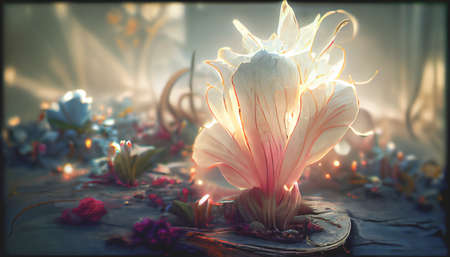 Gorgeous fantasy flower, Beauty and fresh spring collection. 3D Digital art background.