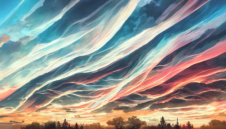 3D render abstract blue sky background series design for creative wallpaper or design art work. Creativity and imagination.の写真素材