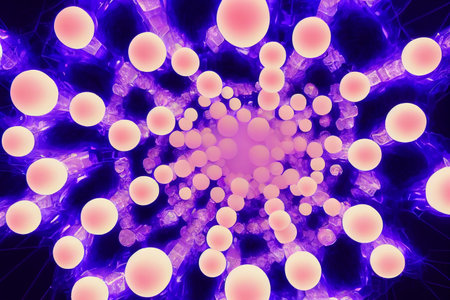 3D render abstract Neon crystal ice geometry background. Abstract HD wallpaper.の写真素材