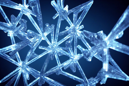 3D render abstract Neon crystal ice geometry background. Abstract HD wallpaper.の写真素材