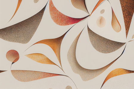 3D render of undulating fabric creamy colors with complex texture. Silk fabric beige organza macro texture abstract background.の写真素材