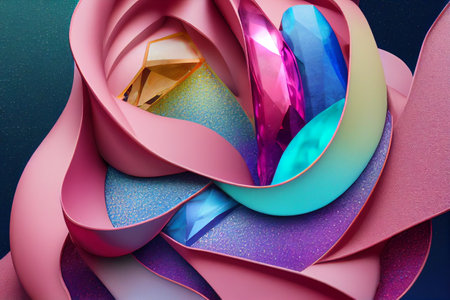 Abstract gemstone jewellery design and a luxurious shopping concept with diamonds and crystals. 3d render luxury textured background.の写真素材