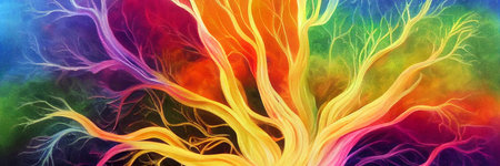 Colorful mixing of oil paints background. Banner Card for covers, business cards. 3D illustration.の写真素材