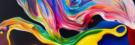 Colorful mixing of oil paints background. Banner Card for covers, business cards. 3D illustration.の写真素材