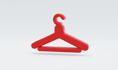 Minimal red cloth hanger shopping sale concept symbol on white background. 3D illustration for shopping online.の写真素材