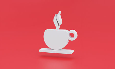 White winter icon isolated on red background. Minimalism concept. 3D Illustrationの写真素材