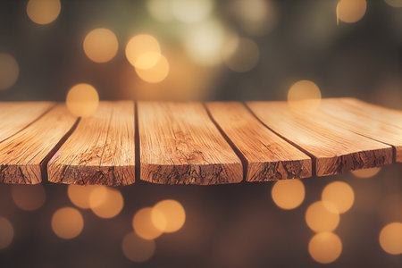 Wood table top on blurred abstract background for display or montage your products. 3D Illustrationの写真素材