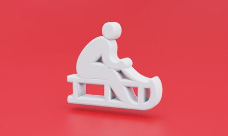 White winter icon isolated on red background. Minimalism concept. 3D Illustrationの写真素材