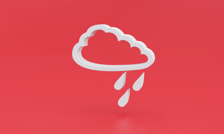 White winter icon isolated on red background. Minimalism concept. 3D Illustrationの写真素材