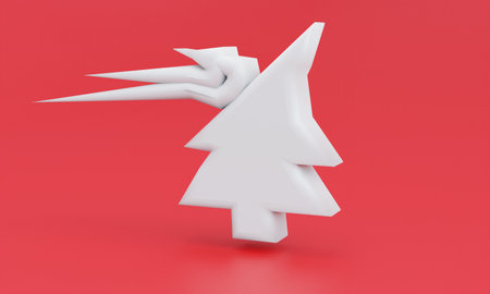White winter icon isolated on red background. Minimalism concept. 3D Illustrationの写真素材