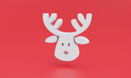 White winter icon isolated on red background. Minimalism concept. 3D Illustrationの写真素材
