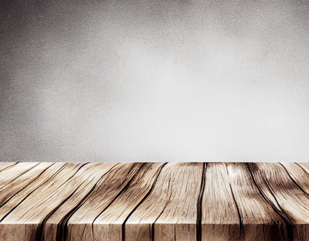 Wood table top on blurred abstract background for display or montage your products. 3D Illustrationの写真素材