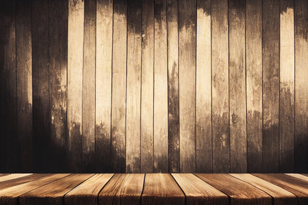 Wood table top on blurred abstract background for display or montage your products. 3D Illustrationの写真素材
